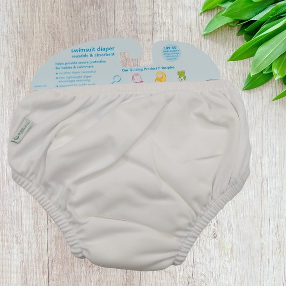 Green Sprouts Baby Swim Diaper Reusable Absorbent 24 Months White Beach Pool - Picture 2 of 10